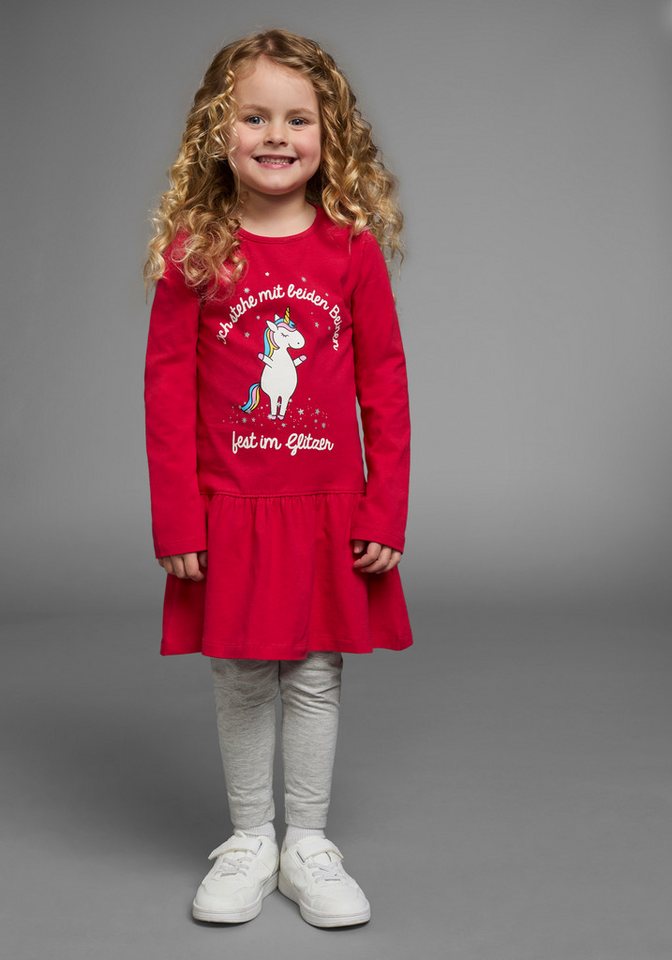 KIDSWORLD Jerseykleid Einhorn festliche Anlässe, kniefreie Länge, aus Baumwollmischung – Bild 3 von 5