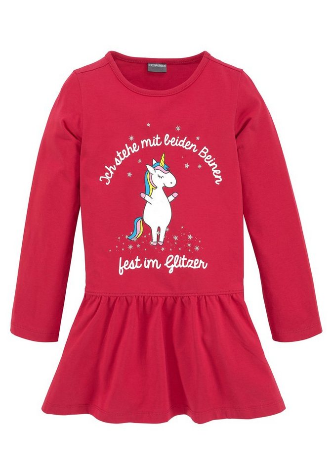 KIDSWORLD Jerseykleid Einhorn festliche Anlässe, kniefreie Länge, aus Baumwollmischung – Bild 4 von 5