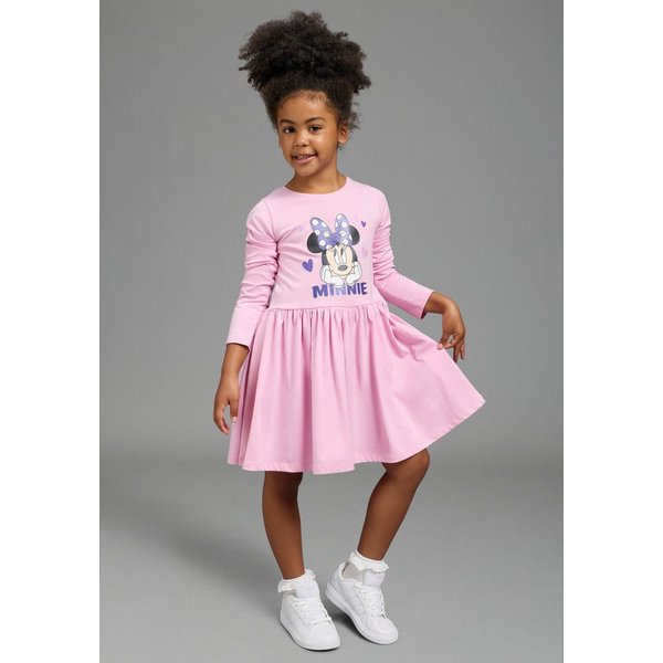 KIDSWORLD Jerseykleid MINNIE MOUSE Kleid, Disney Disney Jerseykleid, mit Rundhalsausschnitt, bedruckt, mit Glitzerdruck