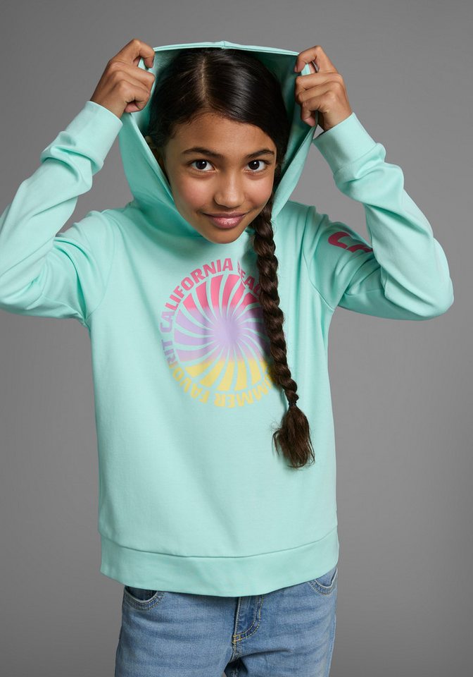KIDSWORLD Kapuzenshirt, Langarmshirt mit Ärmelprint Langarm, gerade Passform, mit coolem Aufdruck – Bild 2 von 5