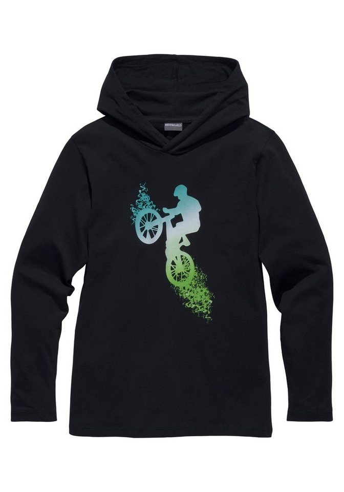 KIDSWORLD Kapuzenshirt BIKER Langarm, sportlicher Stil, mit trendigem Druck, aus Baumwolle – Bild 4 von 5