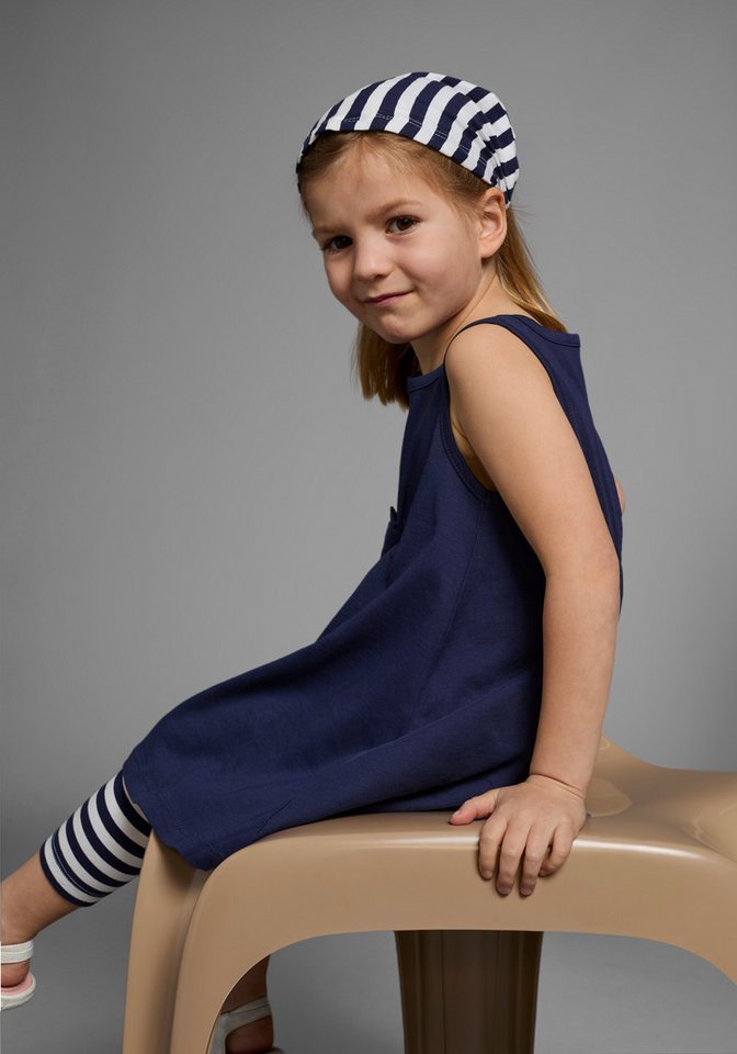 KIDSWORLD Kleid, Leggings & Haarband 3tlg. Set: Kleid, Capri und Haarband geringelt (Set, 3-tlg., 3) Capri und Haarband maritim geringelt – Bild 5 von 5