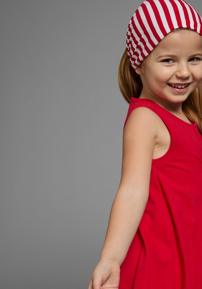 KIDSWORLD Kleid, Leggings & Haarband 3tlg. Set: Kleid, Capri und Haarband geringelt (Set, 3-tlg., 3) Capri und Haarband maritim geringelt – Bild 4 von 5