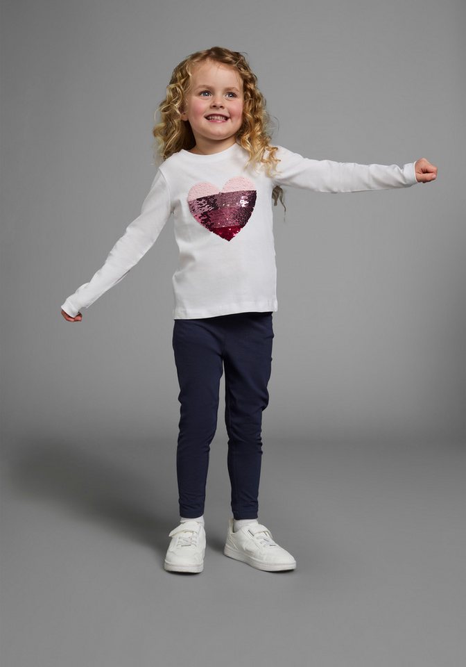 KIDSWORLD Langarmshirt, mit Paillettenherz zum Wenden Langarm, Basic-Passform, mit glitzernden Pailletten – Bild 4 von 5