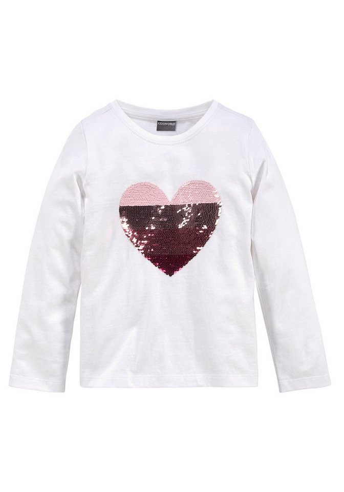 KIDSWORLD Langarmshirt, mit Paillettenherz zum Wenden Langarm, Basic-Passform, mit glitzernden Pailletten – Bild 5 von 5