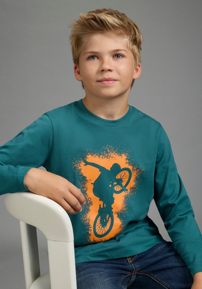 KIDSWORLD Langarmshirt BIKER Druck, lässiger Druck für Jungen – Bild 2 von 5