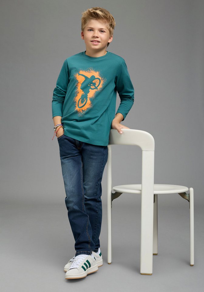 KIDSWORLD Langarmshirt BIKER Druck, lässiger Druck für Jungen – Bild 4 von 5