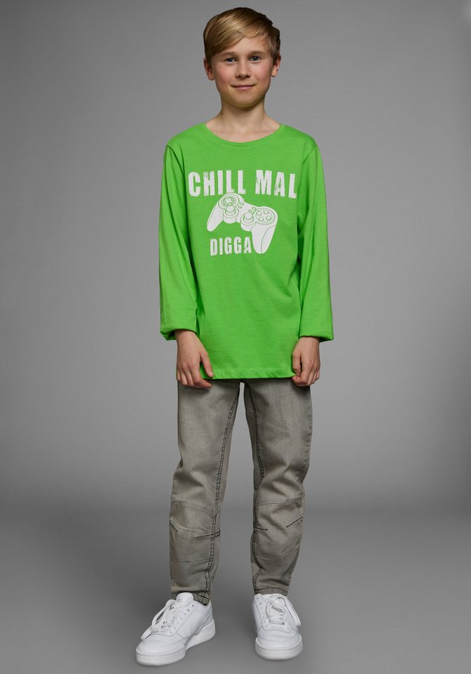 KIDSWORLD Langarmshirt CHILL MAL DIGGA Langarm, Basic-Passform, mit peppigem Aufdruck – Bild 5 von 5