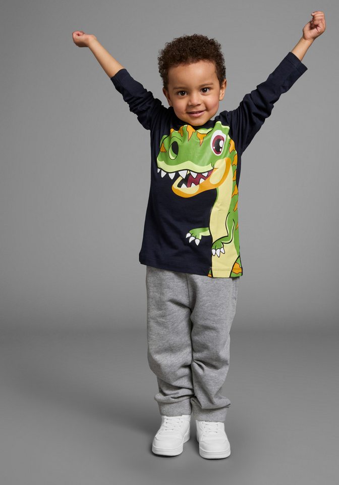 KIDSWORLD Langarmshirt CURIOUS DINO Langarm, Basic-Passform, peppiger Druck – Bild 4 von 5