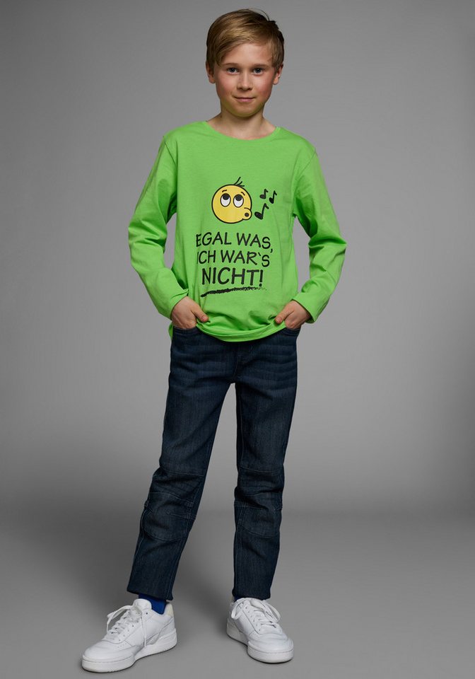 KIDSWORLD Langarmshirt EGAL WAS, ICH WAR'S NICHT! Langarm, Basic-Passform, peppiger Aufdruck, Rundhalsausschnitt – Bild 4 von 5
