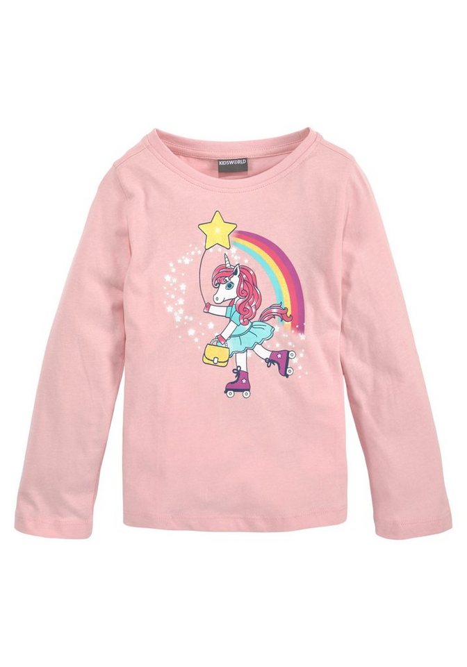 KIDSWORLD Langarmshirt Einhorn auf Rollschuhen Langarm, Basic-Passform, mit stylischem Druck und Glitzerdruck – Bild 5 von 5