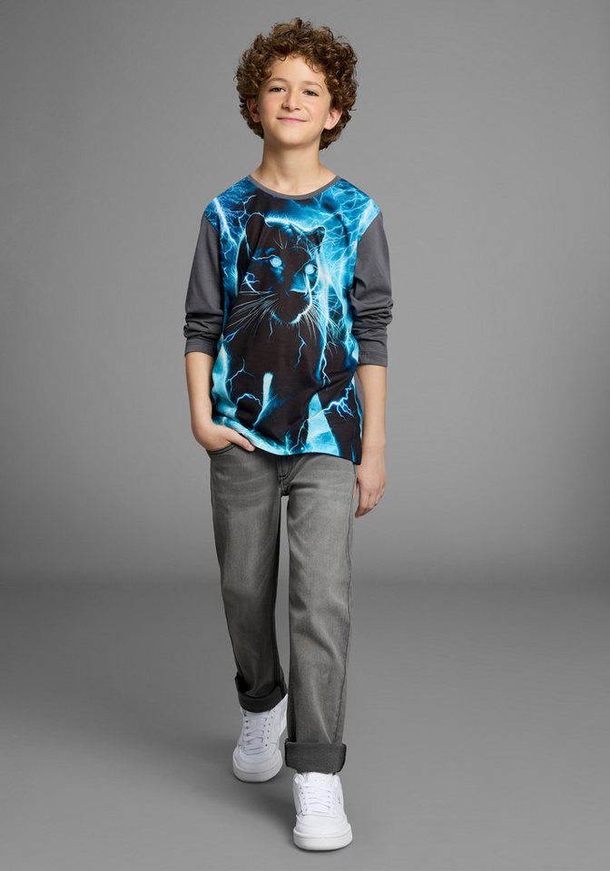 KIDSWORLD Langarmshirt PANTHER, Fotoprint Shirt mit Fotodruck, Gecko – Bild 4 von 5