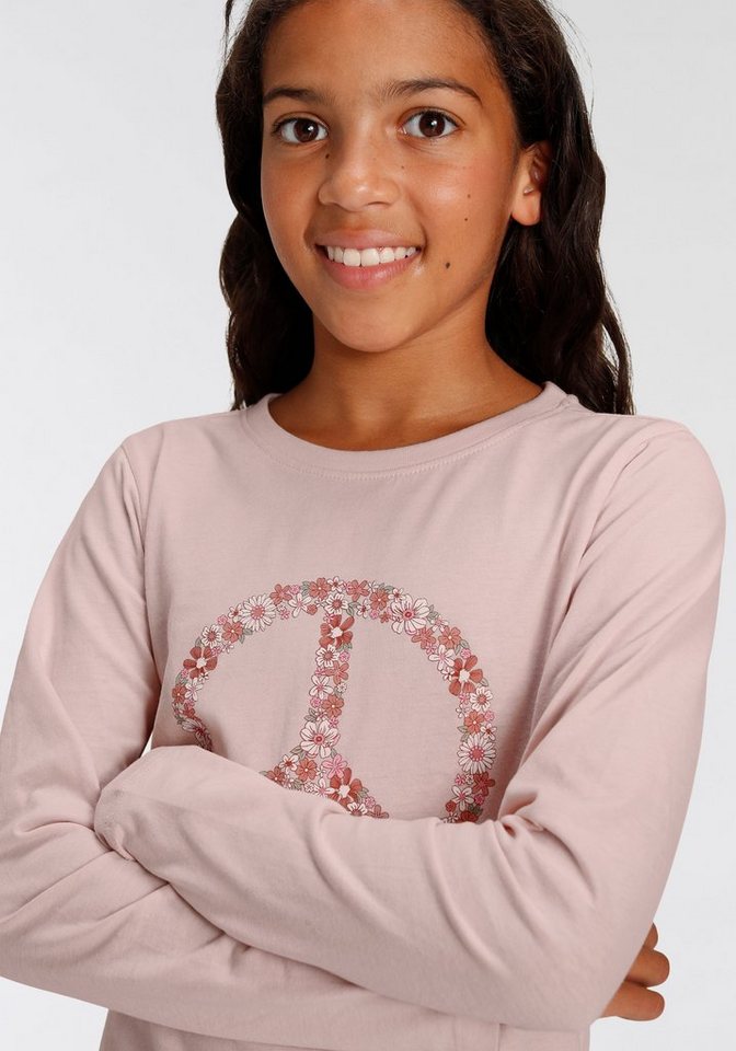 KIDSWORLD Langarmshirt Peace Langarm, Basic-Passform, mit Statements/Sprüchen – Bild 4 von 5