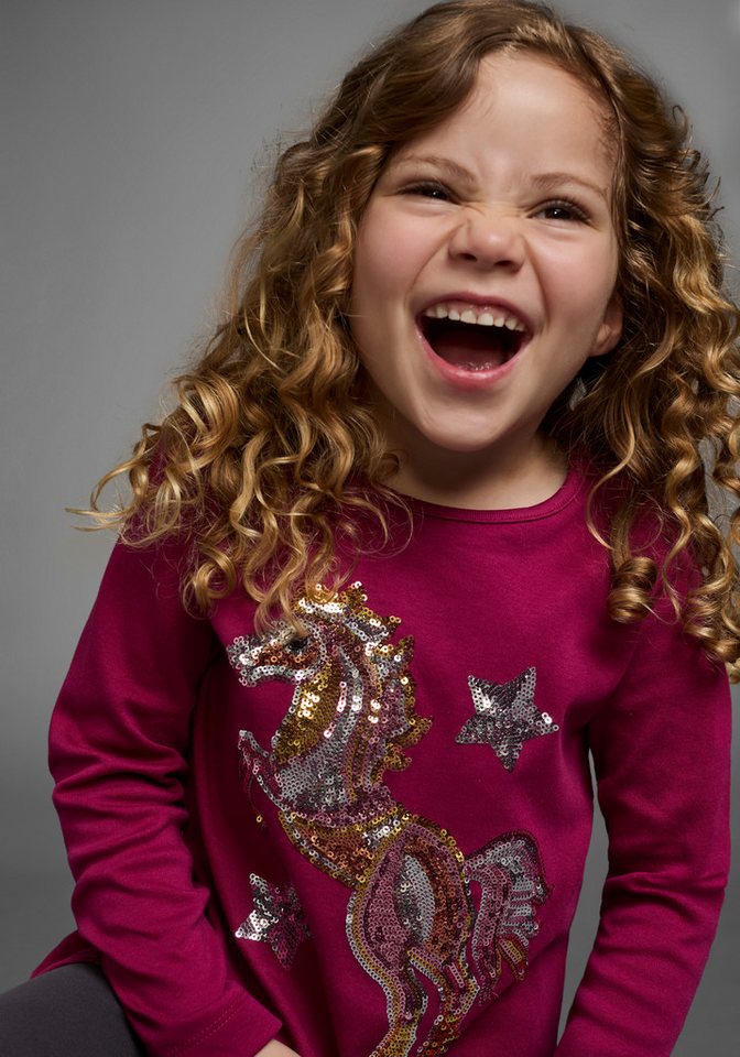 KIDSWORLD Langarmshirt PFERD Langarm, ausgestellter Schnitt, bedruckt, Rundhalsausschnitt – Bild 3 von 5