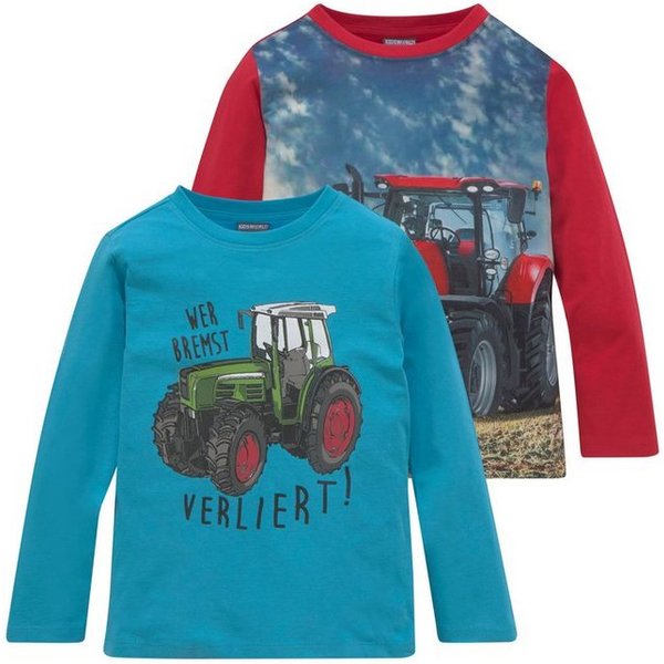 KIDSWORLD Langarmshirt Traktoren (Packung, 2-tlg., 2) Langarm, Basic-Passform, bedruckt