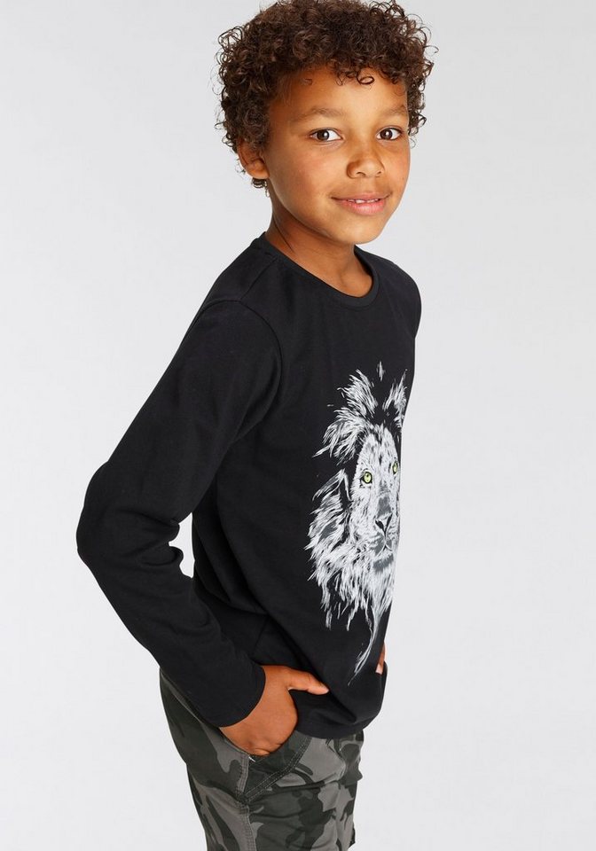 KIDSWORLD Langarmshirt WHITE LION Langarm, Basic-Passform, mit modischem Druck, Rundhalsausschnitt – Bild 2 von 5
