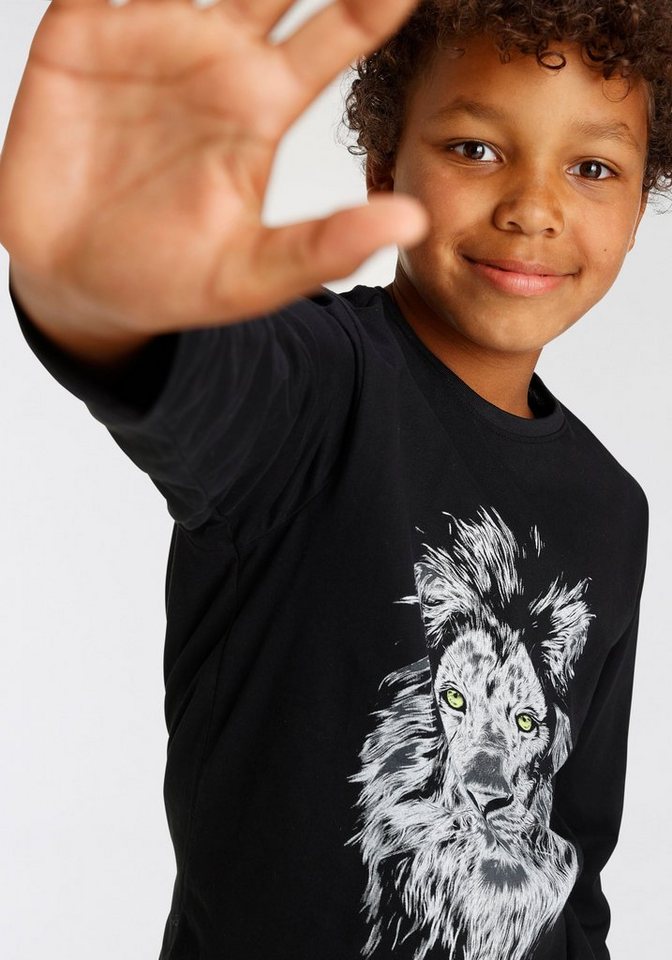 KIDSWORLD Langarmshirt WHITE LION Langarm, Basic-Passform, mit modischem Druck, Rundhalsausschnitt – Bild 4 von 5