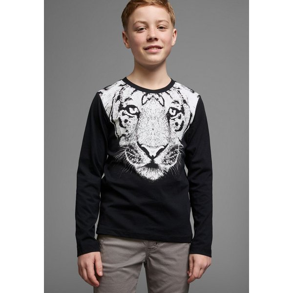 KIDSWORLD Langarmshirt WHITE TIGER Basic Passform, stylischer Druck, Rundhalsausschnitt