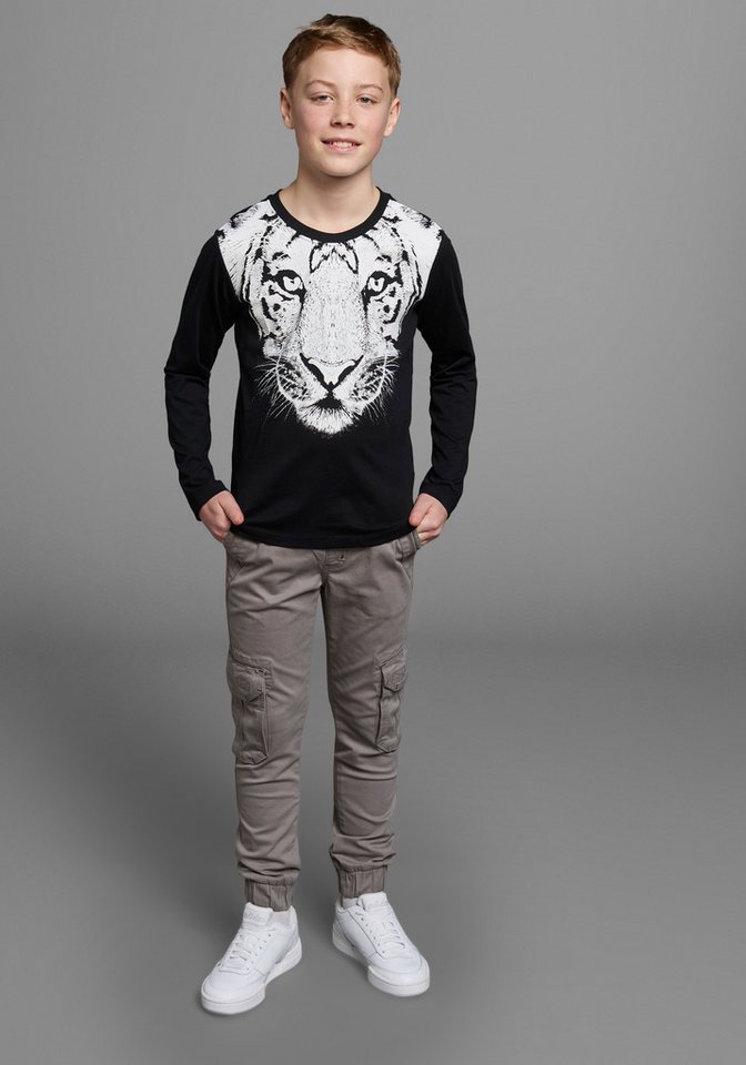 KIDSWORLD Langarmshirt WHITE TIGER Basic Passform, stylischer Druck, Rundhalsausschnitt – Bild 3 von 5