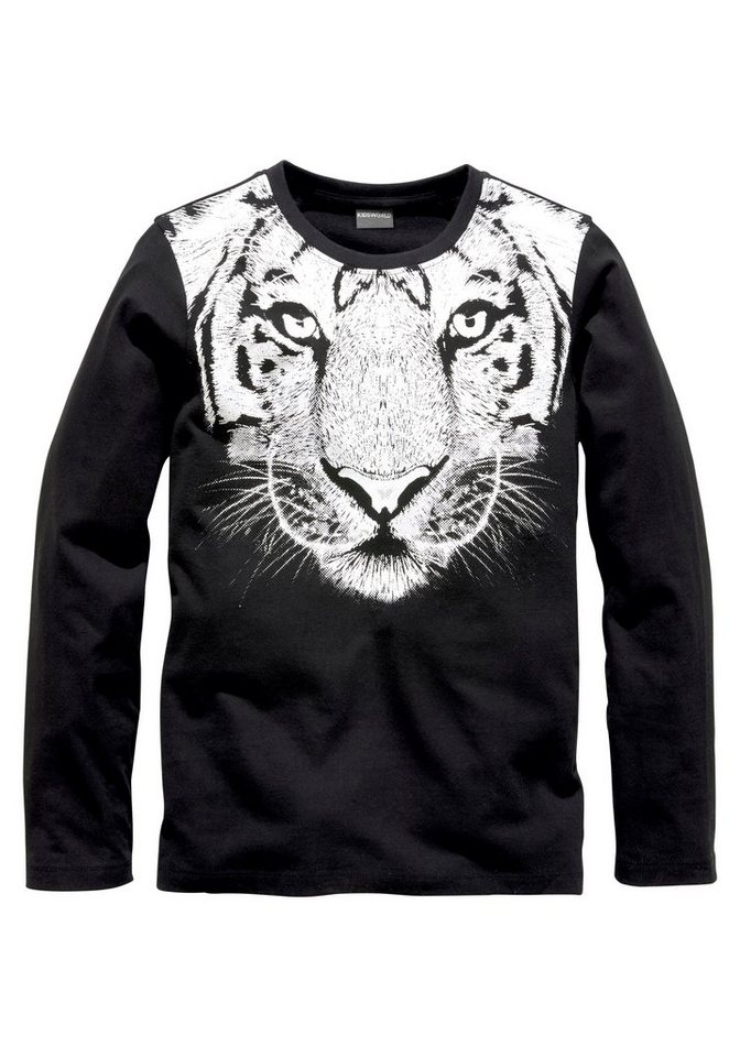 KIDSWORLD Langarmshirt WHITE TIGER Basic Passform, stylischer Druck, Rundhalsausschnitt – Bild 4 von 5