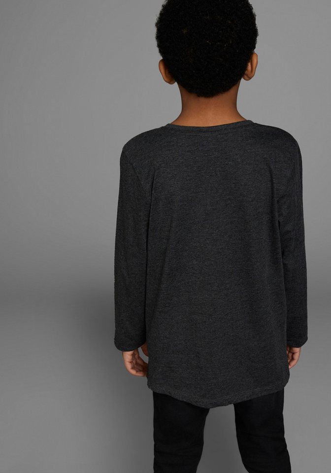 KIDSWORLD Langarmshirt ZU FRÜH, ZU MÜDE, ZU MONTAG Langarm, Basic-Passform, mit stylischem Druck, Rundhalsausschnitt – Bild 2 von 5