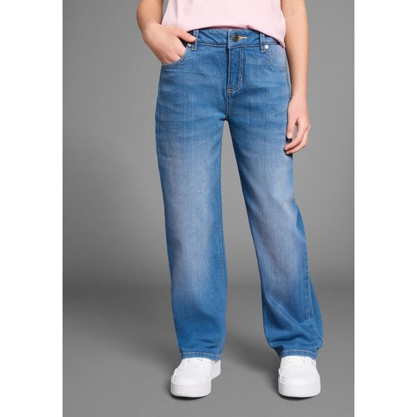 KIDSWORLD Loose-fit-Jeans Mädchenjeans in weiter Form Weite Jeans mit Logo-Stickerei