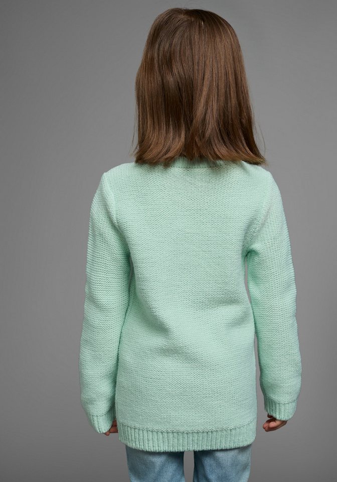 KIDSWORLD Strickpullover Pulli für kleine Mädchen gestricktem Herzchenmuster – Bild 3 von 5