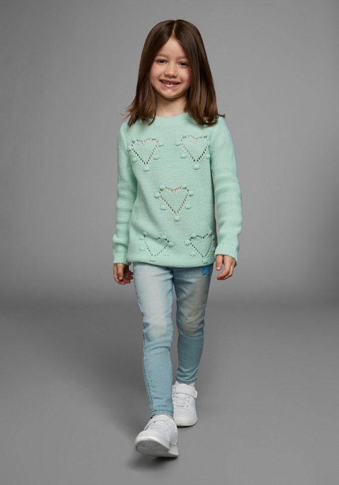 KIDSWORLD Strickpullover Pulli für kleine Mädchen gestricktem Herzchenmuster – Bild 5 von 5
