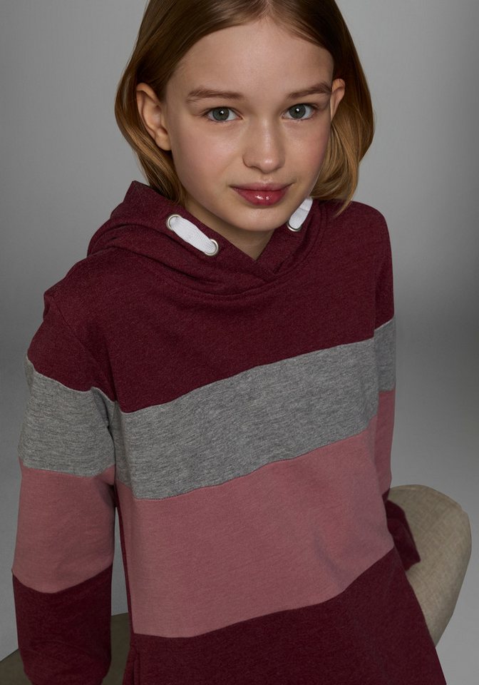 KIDSWORLD Sweatkleid lang, sportliches Streifendesign, aus Baumwollmischung, Langarm – Bild 4 von 5