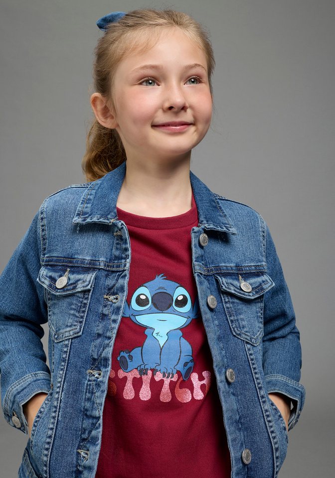 KIDSWORLD Sweatshirt STITCH Glitzerprint Sweatshirt, Disney Disney-Shirt mit Rundhalsausschnitt, mit Rippbündchen – Bild 3 von 5