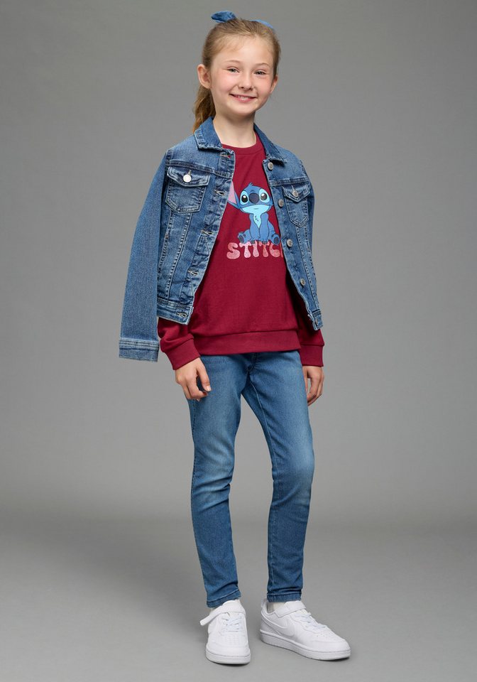 KIDSWORLD Sweatshirt STITCH Glitzerprint Sweatshirt, Disney Disney-Shirt mit Rundhalsausschnitt, mit Rippbündchen – Bild 4 von 5