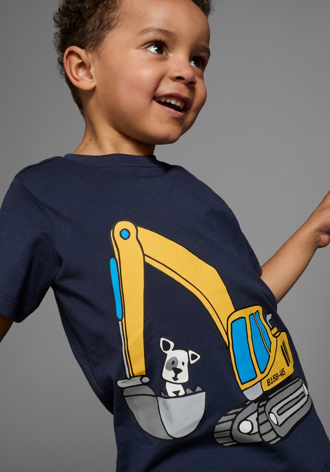KIDSWORLD T-Shirt Kurzarm, Basic-Passform, mit stylischem Druck, mit Rippbündchen – Bild 2 von 5