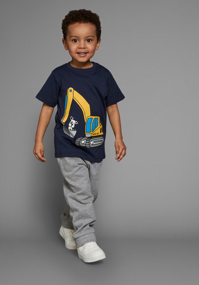 KIDSWORLD T-Shirt Kurzarm, Basic-Passform, mit stylischem Druck, mit Rippbündchen – Bild 4 von 5