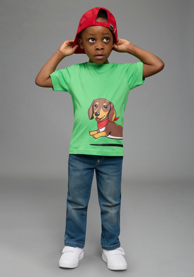 KIDSWORLD T-Shirt Shirt mit rundum Dackel-Print Basic Passform, Kurzarm, bedruckte Optik, aus Baumwolle – Bild 4 von 5