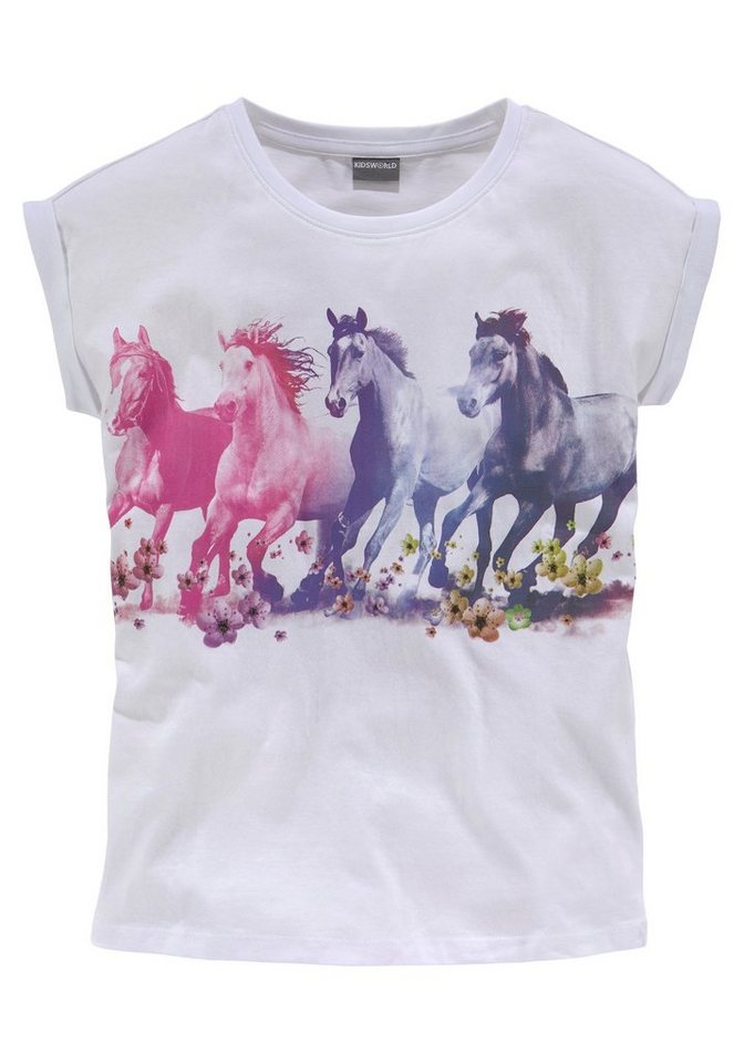 KIDSWORLD T-Shirt Pferde Kurzarm, bedruckt, Rundhalsausschnitt, aus Baumwolle – Bild 4 von 5