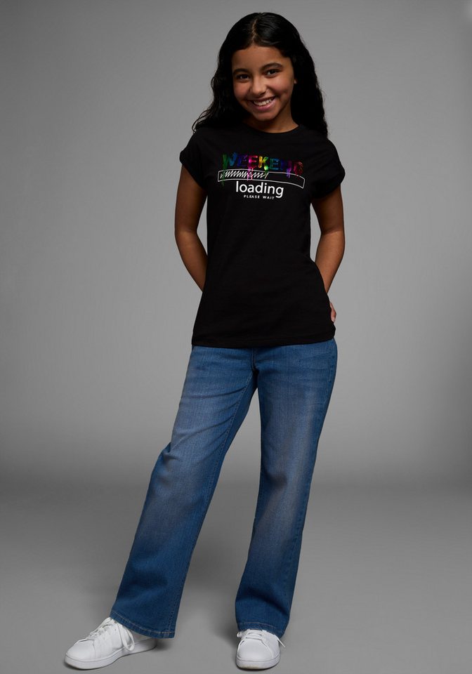 KIDSWORLD T-Shirt WEEKEND loading...please wait Kurzarm, weite Passform, bedruckte Optik, Rundhalsausschnitt – Bild 4 von 5