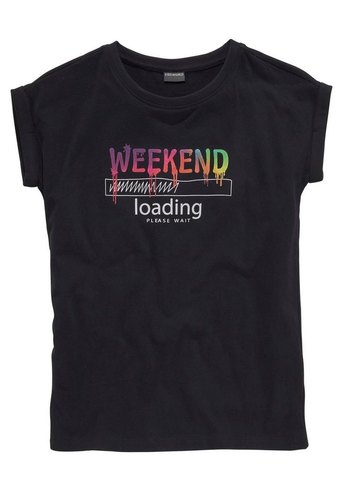 KIDSWORLD T-Shirt WEEKEND loading...please wait Kurzarm, weite Passform, bedruckte Optik, Rundhalsausschnitt – Bild 5 von 5