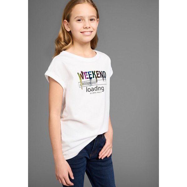 KIDSWORLD T-Shirt WEEKEND loading...please wait Kurzarm, weite Passform, bedruckte Optik, Rundhalsausschnitt