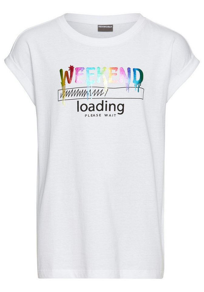 KIDSWORLD T-Shirt WEEKEND loading...please wait Kurzarm, weite Passform, bedruckte Optik, Rundhalsausschnitt – Bild 5 von 5