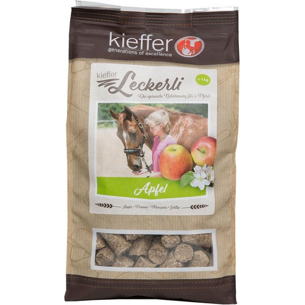Kieffer Leckerli Apfel, natürlicher Leckerbissen für Pferde, 1 kg, Snack für: Pferd