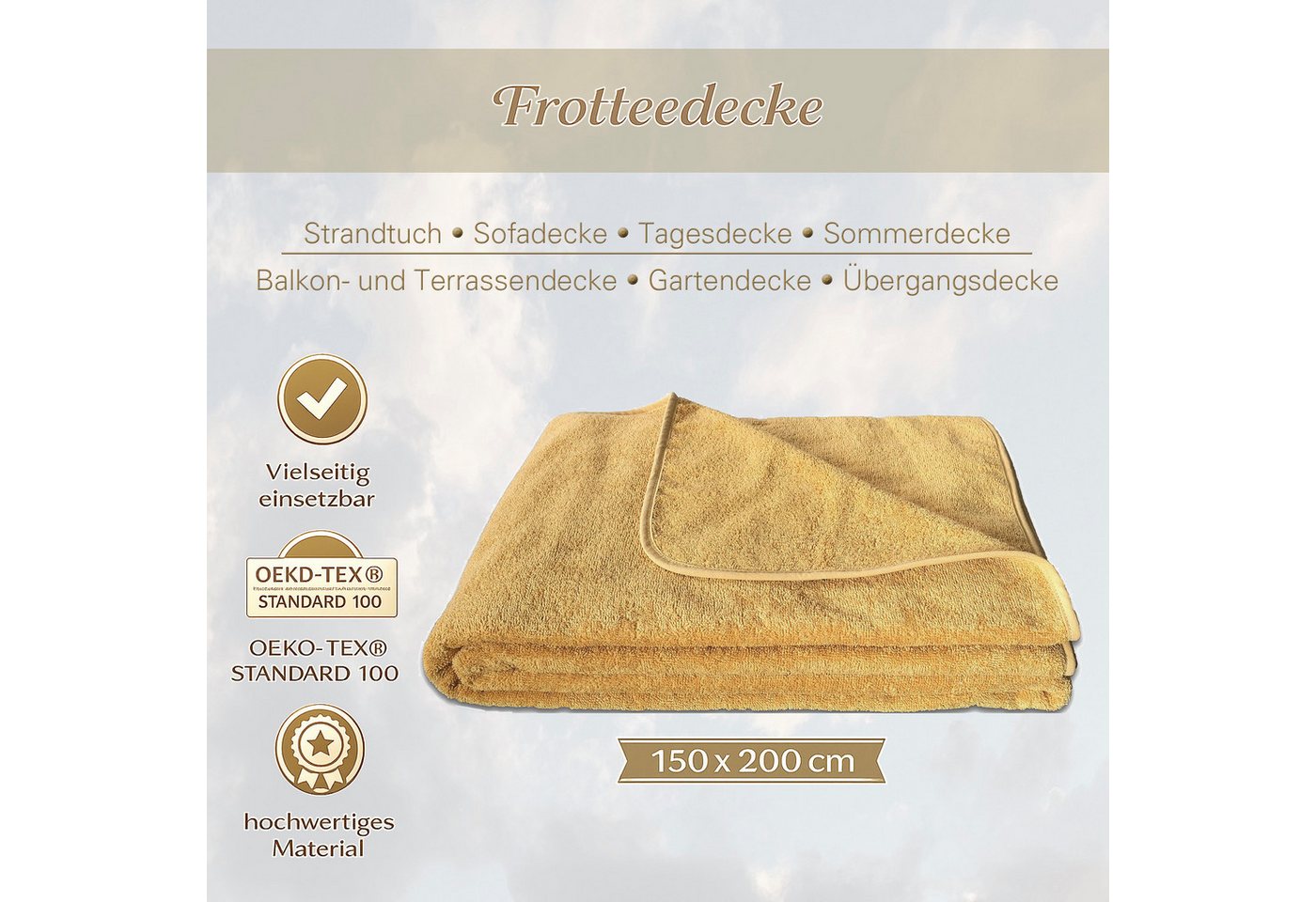 Wohndecke Frotteedecke, KiGATEX, 100% Baumwollfrottee, 150 x 200 cm – Bild 2 von 5