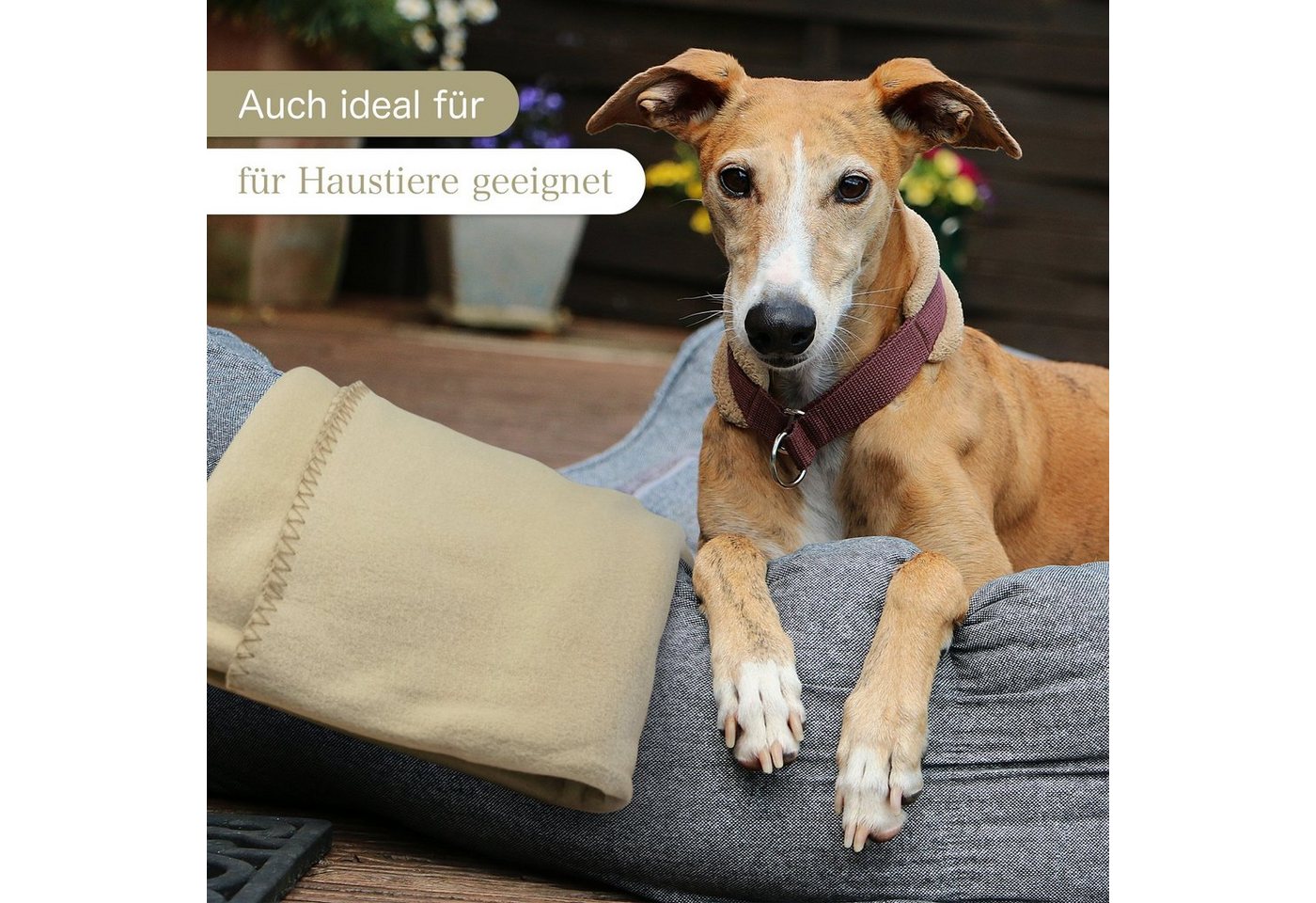 Wohndecke Polar-Fleece mit Antipilling, ca. 420g, 130x160 cm, KiGATEX, Ziersticheinfassung – Bild 4 von 5