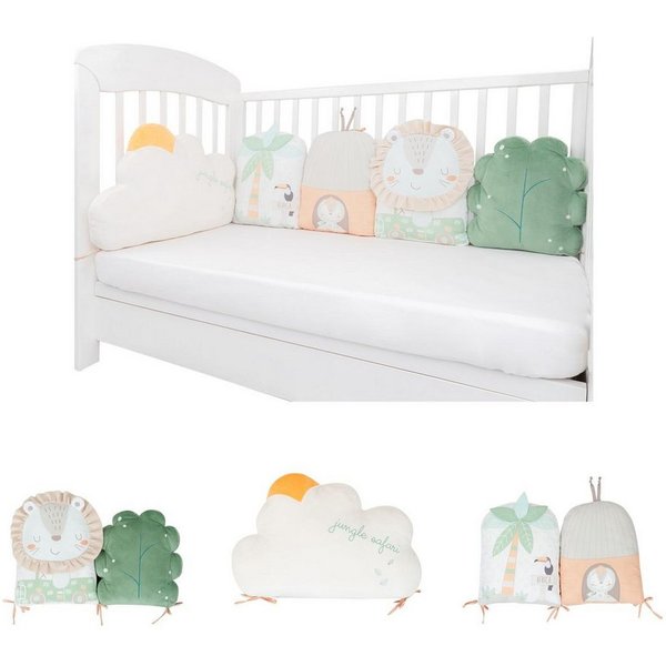 Kikkaboo Babykissen 5-teilig, Plüsch, Bettumrandung, Befestigungsschnüre, Aufbewahrungsbeutel