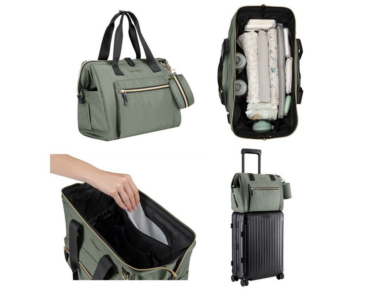 Kikkaboo Wickeltasche Maxi (1-tlg), Wickelunterlage, kleine Tasche, Reißverschluss, großes Hauptfach – Bild 4 von 4