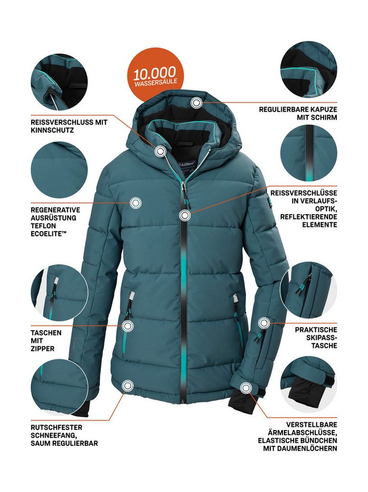 Killtec Skijacke KSW 186 GRLS SKI JCKT Winddichte, wasserabweisende Ski-Steppjacke mit Schneefang – Bild 5 von 5