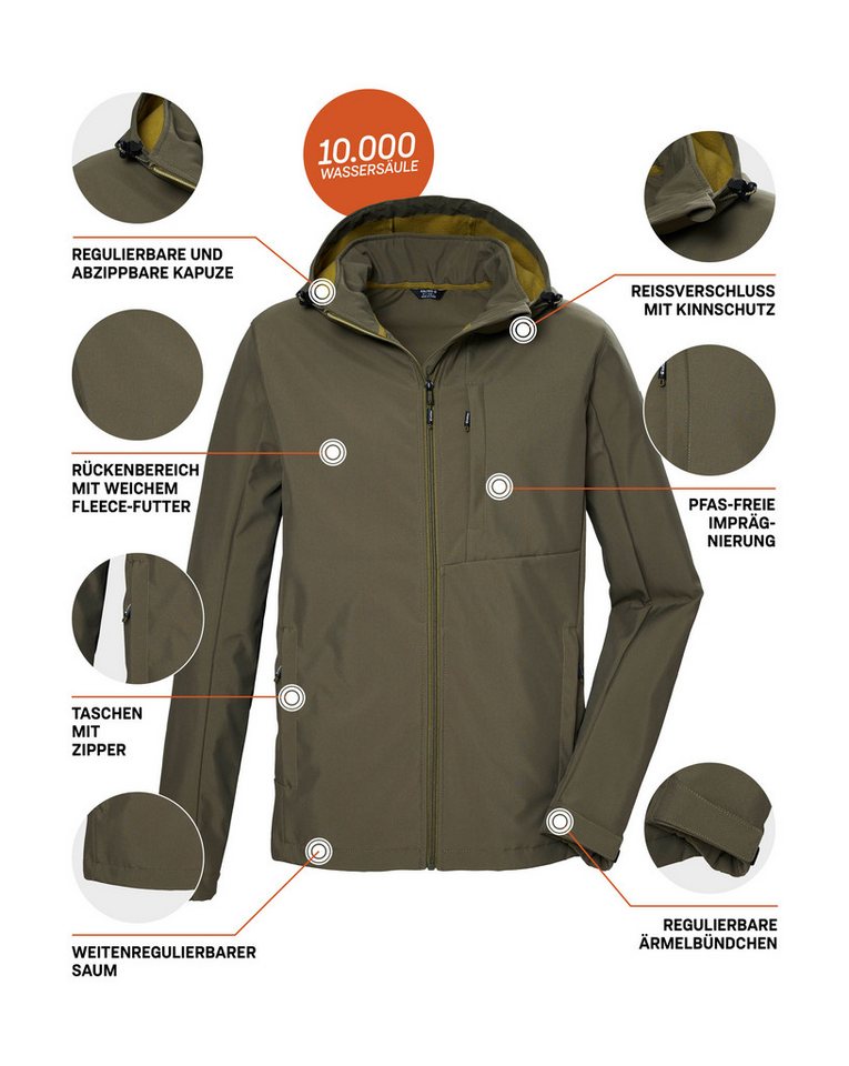 Killtec Softshelljacke KOS 103 MN SFTSHLL JCKT Atmungsaktive, wind- und wasserabweisende Softshelljacke – Bild 5 von 5