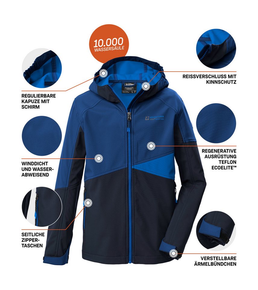Killtec Softshelljacke KOS 142 BYS SFTSHLL JCKT Wind- und wasserabweisende Kinderjacke, Colourblock-Design – Bild 5 von 5
