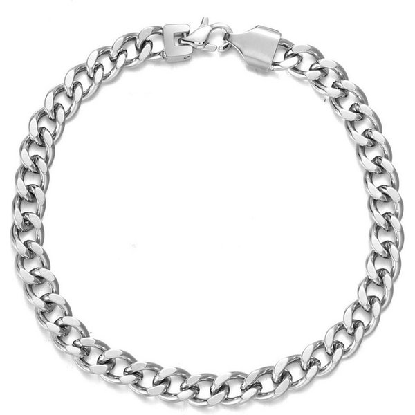 Kim Johanson Armband Herren, Panzerkette 6 mm, aus Edelstahl, 19-21 cm, zeitlos & robust