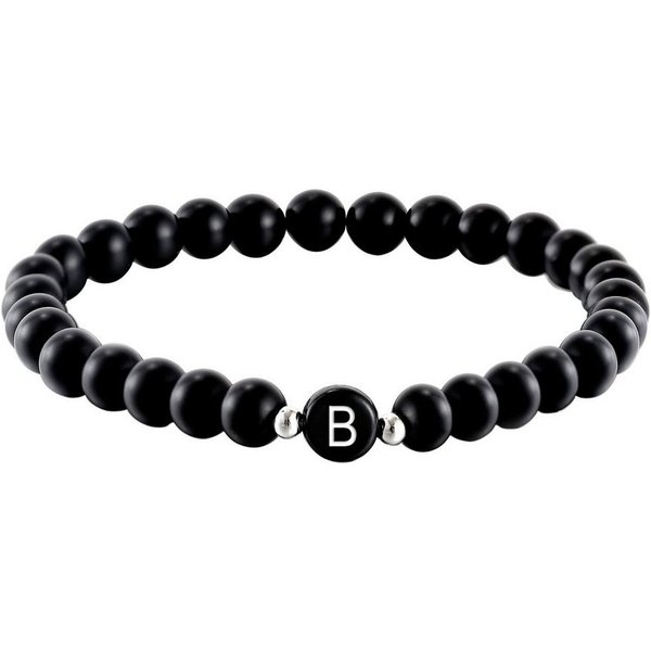Kim Johanson Armband Onyx mit Buchstaben, personalisiert, elastisch, Geschenk