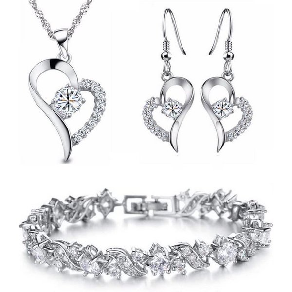 Kim Johanson Schmuckset Herz Silber (Set, 4-tlg., Inkl. Schmuckbox), mit Halskette, Ohrringe und Armband